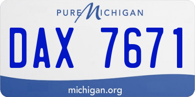 MI license plate DAX7671
