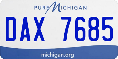 MI license plate DAX7685
