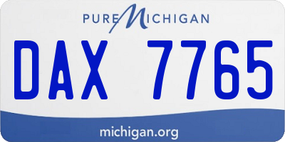 MI license plate DAX7765
