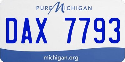 MI license plate DAX7793