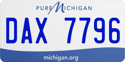 MI license plate DAX7796
