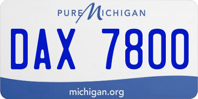 MI license plate DAX7800
