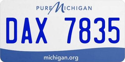 MI license plate DAX7835