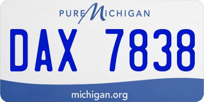MI license plate DAX7838