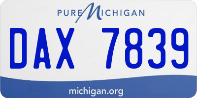MI license plate DAX7839