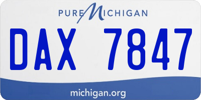 MI license plate DAX7847