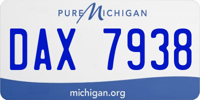 MI license plate DAX7938