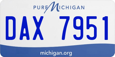 MI license plate DAX7951