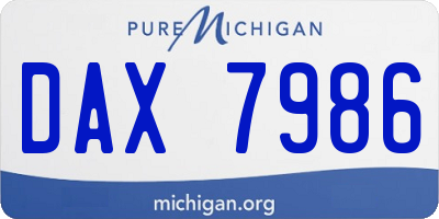 MI license plate DAX7986