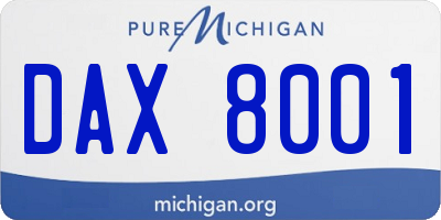MI license plate DAX8001