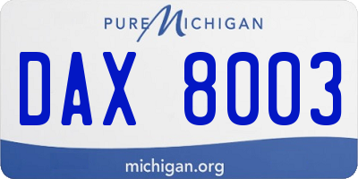 MI license plate DAX8003