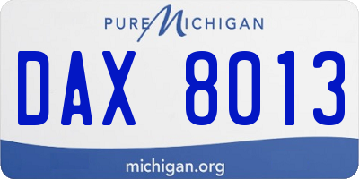 MI license plate DAX8013