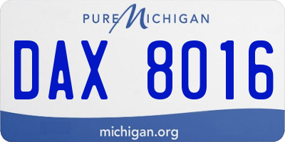 MI license plate DAX8016