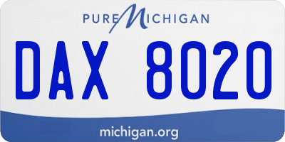 MI license plate DAX8020