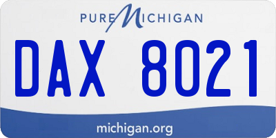 MI license plate DAX8021