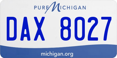 MI license plate DAX8027