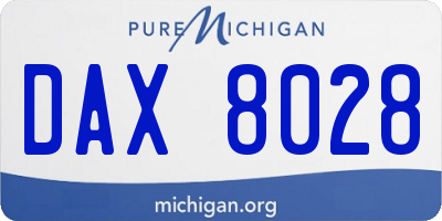 MI license plate DAX8028