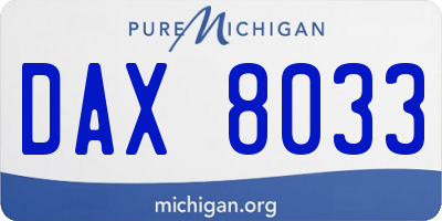 MI license plate DAX8033
