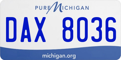 MI license plate DAX8036