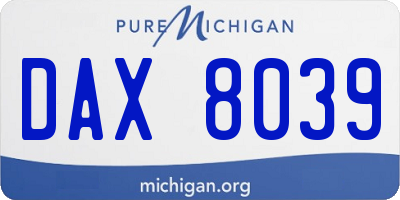 MI license plate DAX8039