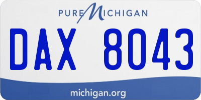 MI license plate DAX8043