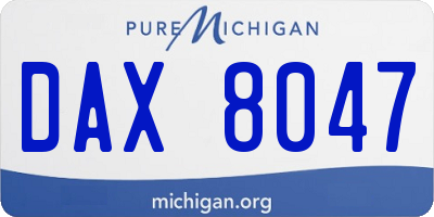 MI license plate DAX8047