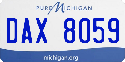 MI license plate DAX8059
