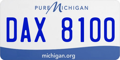 MI license plate DAX8100
