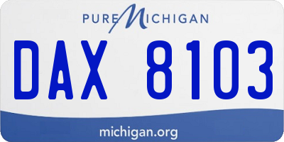 MI license plate DAX8103