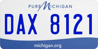 MI license plate DAX8121