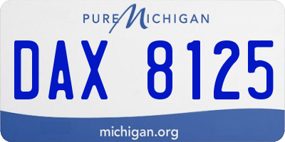 MI license plate DAX8125