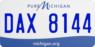 MI license plate DAX8144
