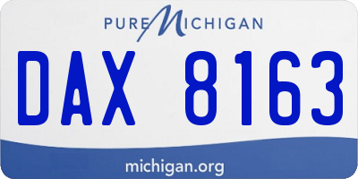 MI license plate DAX8163