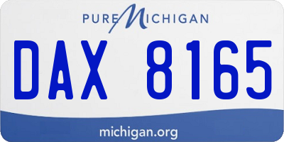 MI license plate DAX8165