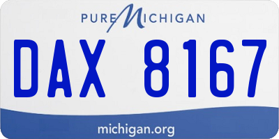 MI license plate DAX8167