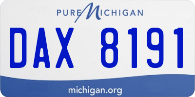 MI license plate DAX8191