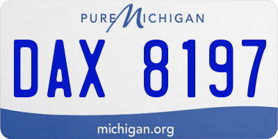 MI license plate DAX8197