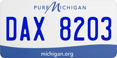 MI license plate DAX8203