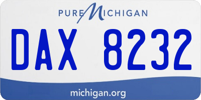 MI license plate DAX8232