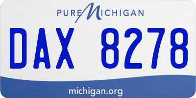 MI license plate DAX8278