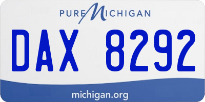 MI license plate DAX8292