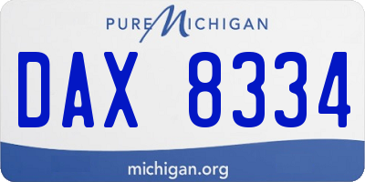 MI license plate DAX8334