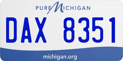 MI license plate DAX8351