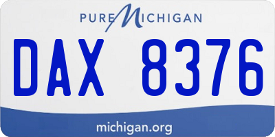MI license plate DAX8376