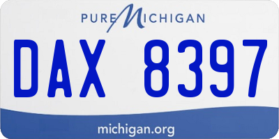 MI license plate DAX8397