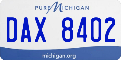 MI license plate DAX8402