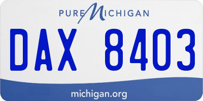 MI license plate DAX8403
