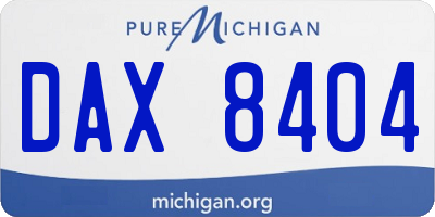 MI license plate DAX8404