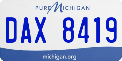 MI license plate DAX8419