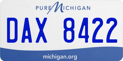 MI license plate DAX8422